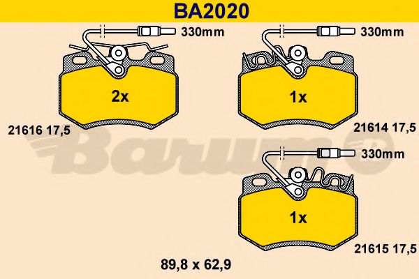 Комплект тормозных колодок, дисковый тормоз BARUM BA2020