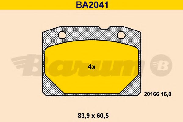 Комплект тормозных колодок, дисковый тормоз BARUM BA2041