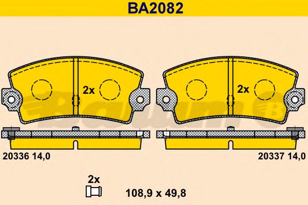 Комплект тормозных колодок, дисковый тормоз BARUM BA2082