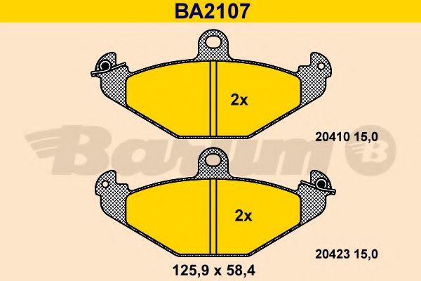 Комплект тормозных колодок, дисковый тормоз BARUM BA2107