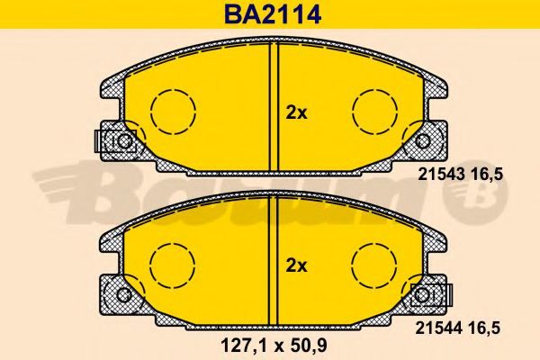 Комплект тормозных колодок, дисковый тормоз BARUM BA2114