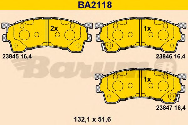 Комплект тормозных колодок, дисковый тормоз BARUM BA2118