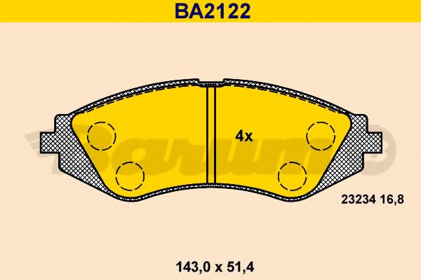 Комплект тормозных колодок, дисковый тормоз BARUM BA2122