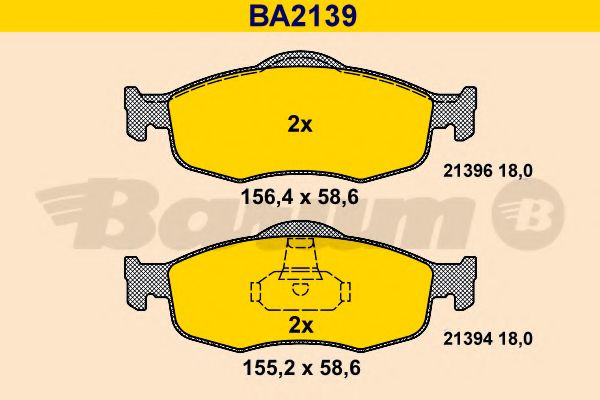 Комплект тормозных колодок, дисковый тормоз BARUM BA2139