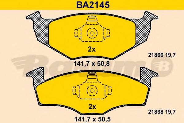 Комплект тормозных колодок, дисковый тормоз BARUM BA2145
