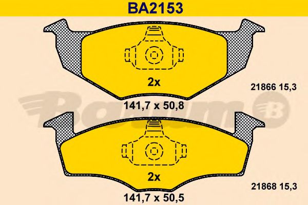 Комплект тормозных колодок, дисковый тормоз BARUM BA2153