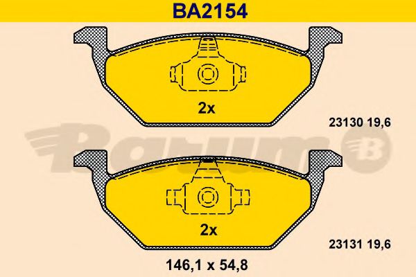 Комплект тормозных колодок, дисковый тормоз BARUM BA2154