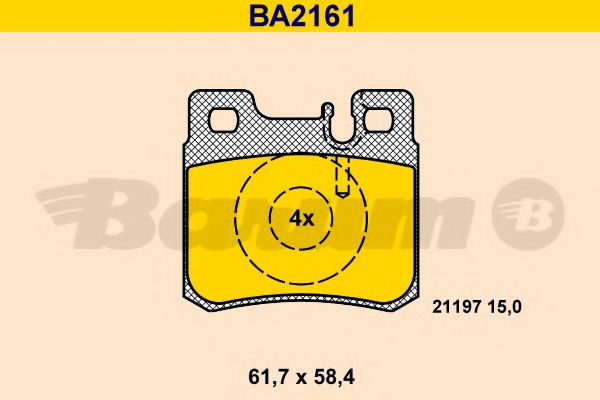 Комплект тормозных колодок, дисковый тормоз BARUM BA2161