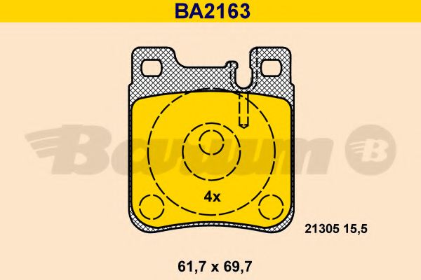 Комплект тормозных колодок, дисковый тормоз BARUM BA2163