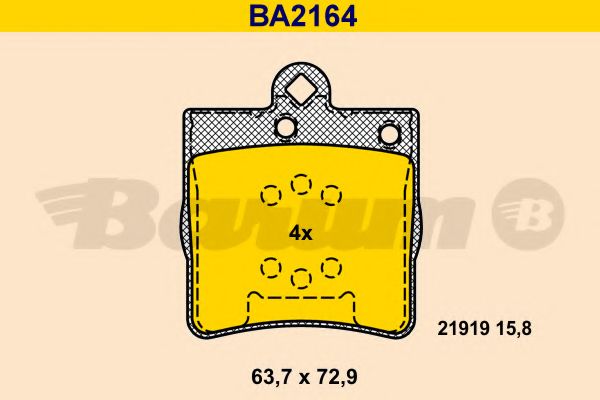 Комплект тормозных колодок, дисковый тормоз BARUM BA2164