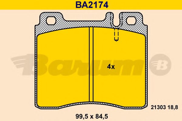 Комплект тормозных колодок, дисковый тормоз BARUM BA2174