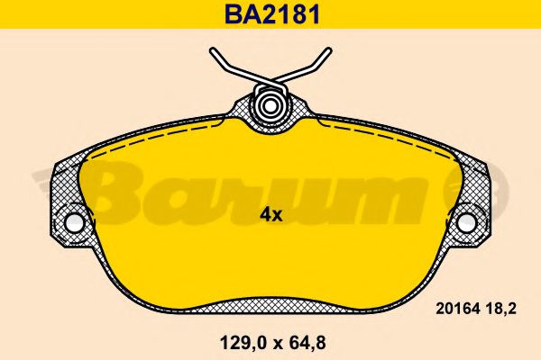 Комплект тормозных колодок, дисковый тормоз BARUM BA2181