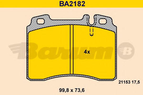 Комплект тормозных колодок, дисковый тормоз BARUM BA2182