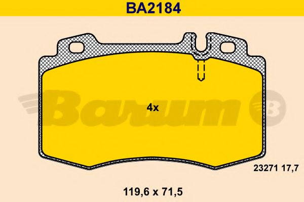Комплект тормозных колодок, дисковый тормоз BARUM BA2184