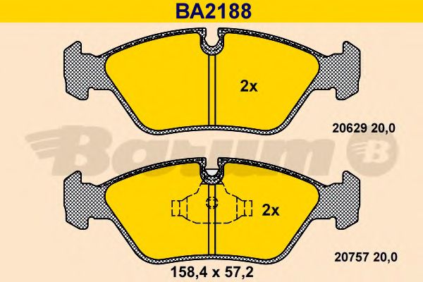 Комплект тормозных колодок, дисковый тормоз BARUM BA2188