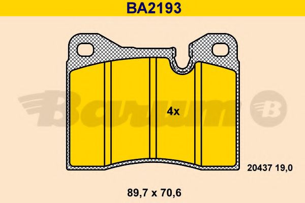 Комплект тормозных колодок, дисковый тормоз BARUM BA2193