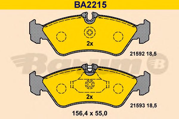Комплект тормозных колодок, дисковый тормоз BARUM BA2215