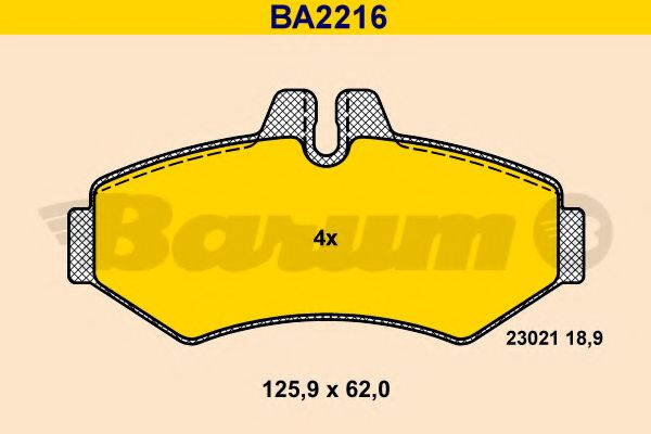 Комплект тормозных колодок, дисковый тормоз BARUM BA2216