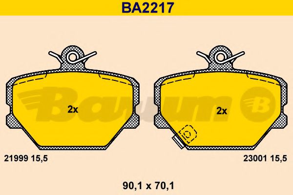 Комплект тормозных колодок, дисковый тормоз BARUM BA2217