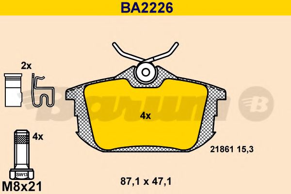 Комплект тормозных колодок, дисковый тормоз BARUM BA2226