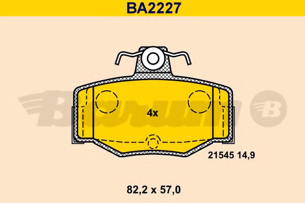 Комплект тормозных колодок, дисковый тормоз BARUM BA2227