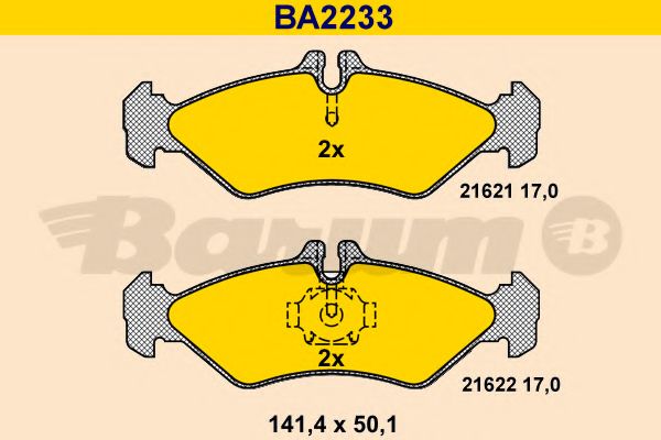 Комплект тормозных колодок, дисковый тормоз BARUM BA2233