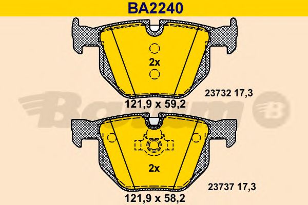 Комплект тормозных колодок, дисковый тормоз BARUM BA2240