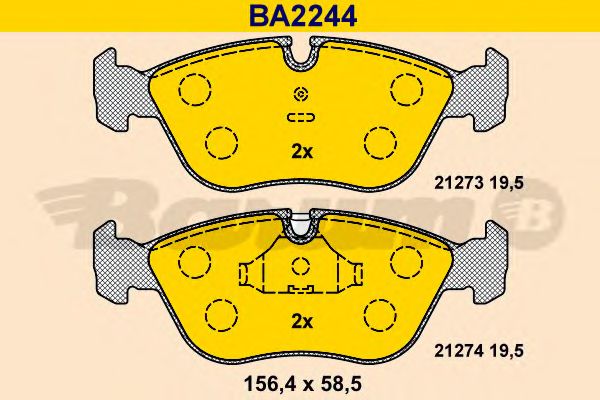 Комплект тормозных колодок, дисковый тормоз BARUM BA2244