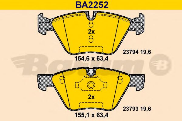 Комплект тормозных колодок, дисковый тормоз BARUM BA2252
