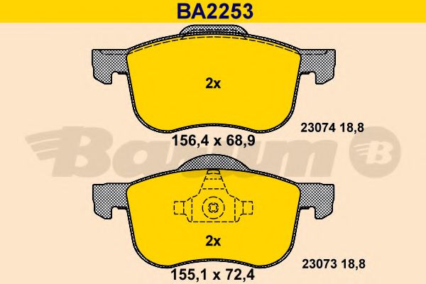 Комплект тормозных колодок, дисковый тормоз BARUM BA2253