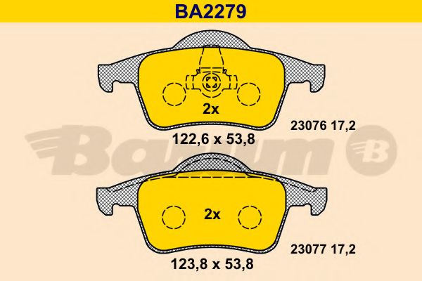 Комплект тормозных колодок, дисковый тормоз BARUM BA2279