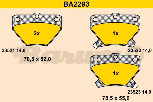 Комплект тормозных колодок, дисковый тормоз BARUM BA2293