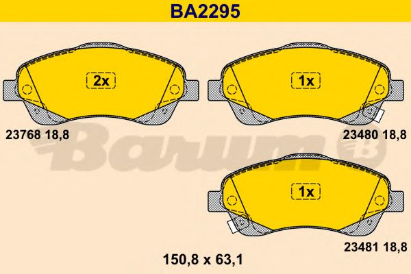 Комплект тормозных колодок, дисковый тормоз BARUM BA2295