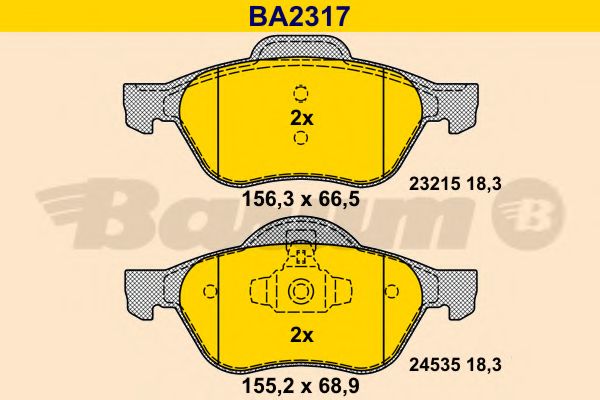 Комплект тормозных колодок, дисковый тормоз BARUM BA2317