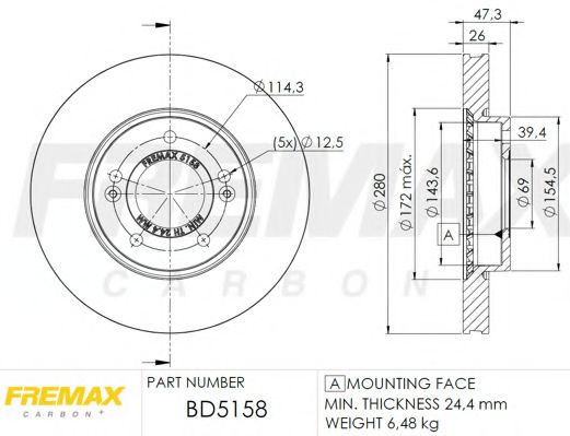 Тормозной диск FREMAX BD-5158