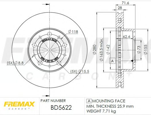 Тормозной диск FREMAX BD-5622