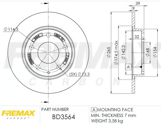 Тормозной диск FREMAX BD-3564