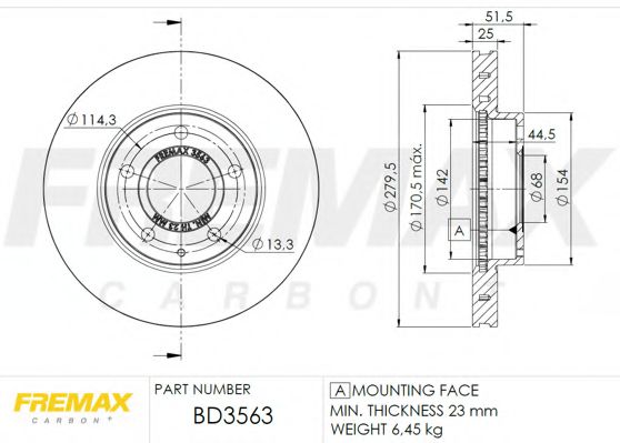 Тормозной диск FREMAX BD-3563