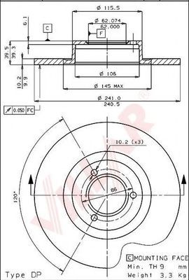 Тормозной диск TRW DF1001