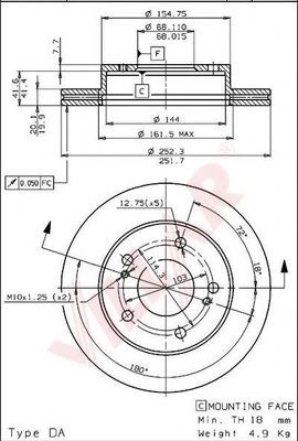 Тормозной диск VILLAR 628.1945