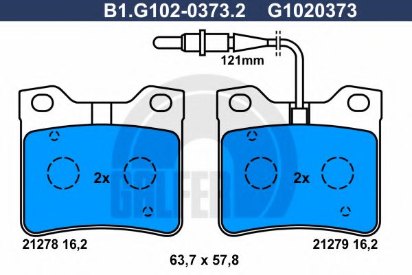 Комплект тормозных колодок, дисковый тормоз GALFER B1.G102-0373.2
