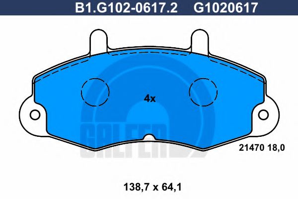 Комплект тормозных колодок, дисковый тормоз GALFER B1.G102-0617.2
