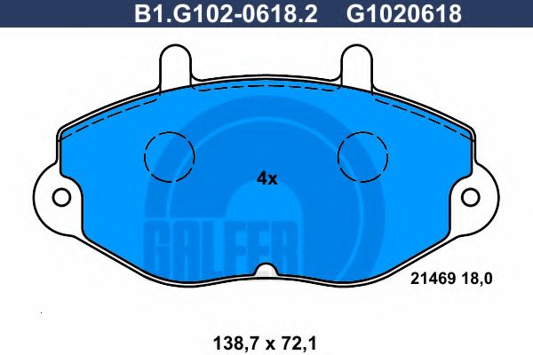 Комплект тормозных колодок, дисковый тормоз GALFER B1.G102-0618.2