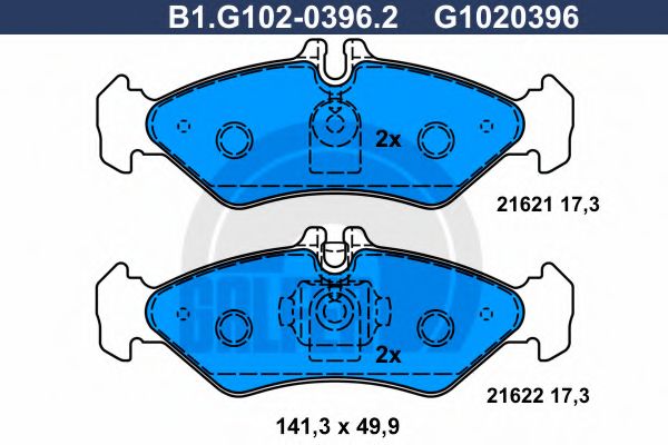 Комплект тормозных колодок, дисковый тормоз GALFER B1.G102-0396.2