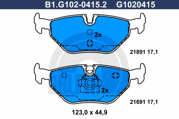 Комплект тормозных колодок, дисковый тормоз GALFER B1.G102-0415.2