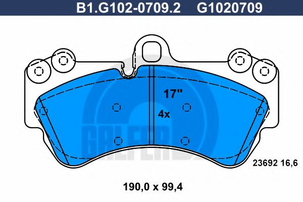 Комплект тормозных колодок, дисковый тормоз GALFER B1.G102-0709.2