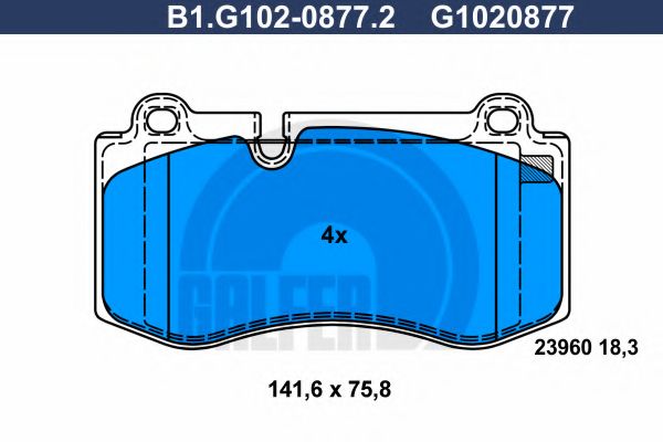 Комплект тормозных колодок, дисковый тормоз GALFER B1.G102-0877.2