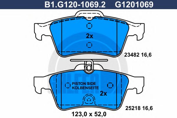 Комплект тормозных колодок, дисковый тормоз GALFER B1.G120-1069.2