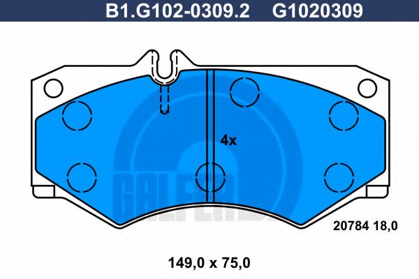 Комплект тормозных колодок, дисковый тормоз GALFER B1.G102-0309.2