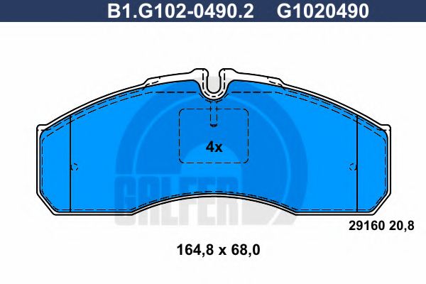 Комплект тормозных колодок, дисковый тормоз GALFER B1.G102-0490.2